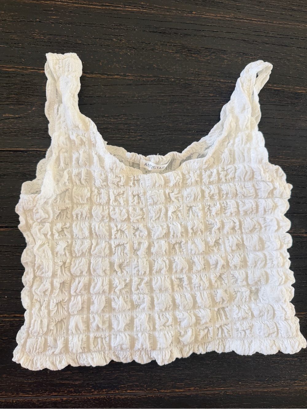 A. Star White Smocked Tank Crop Top